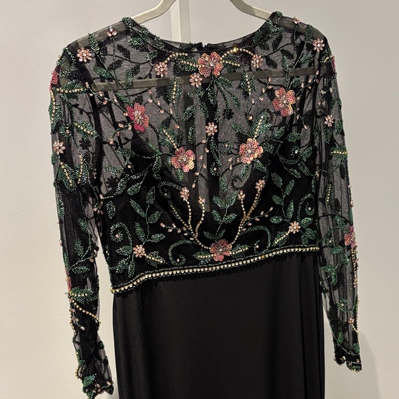 Mac Duggal Black and Pink Floral Maxi Dress - Picture 6 of 9